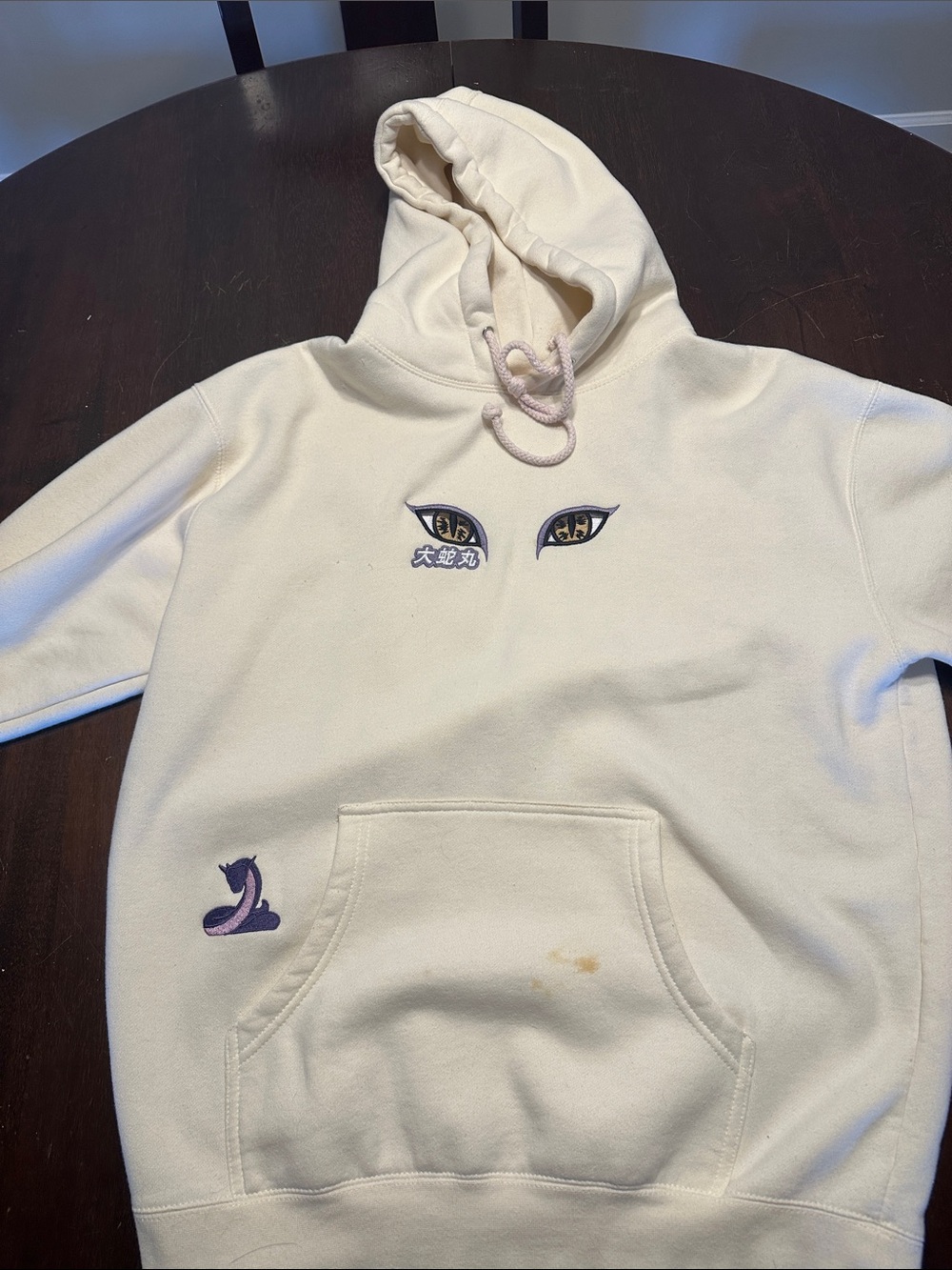 Custom cream colored Orchimaru hoodie size Large